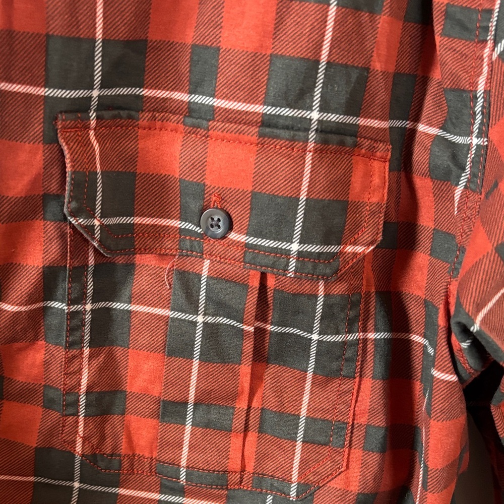 Men's Red and Black Plaid Casual Button Down Shirt - Picture 3 of 4